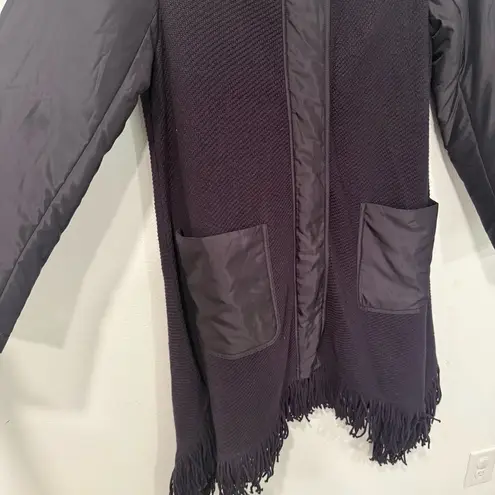 Nic+Zoe  Catalyst Textured Puffy Fringe Coat in Night Shade M