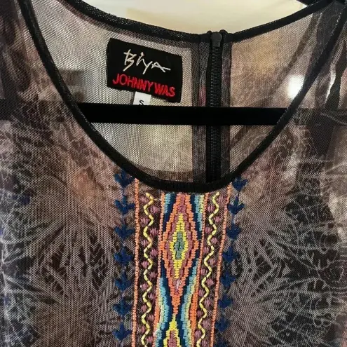 Johnny Was  Biya Sheet Maxi Dress Size Small Color Black Brown