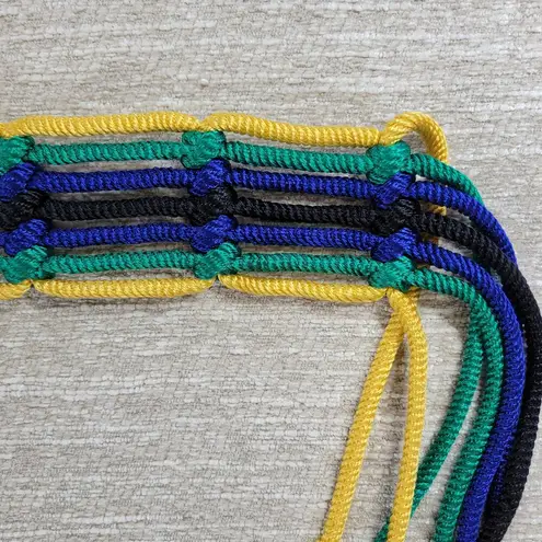 VTG Yves Saint Laurent Trimmings Woven Rope Belt Womens Statement Fringe Boho Yellow