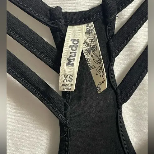 Mudd Womens Juniors  Black Long Striped Razorback Tank Top Knit Dress Sz XS EUC