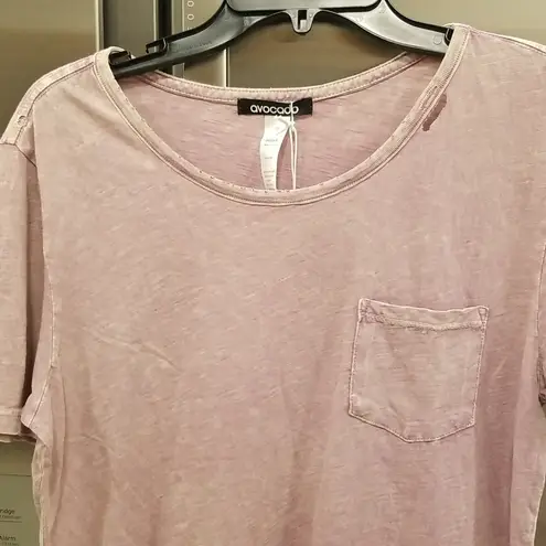 Avocado 💕💕 Crew Neck Short Sleeve Pocket T-shirt ~ Pink Acid Wash One Size