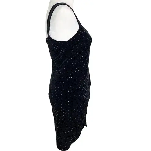 Saylor Nollie Black Velvet Mini Dress with Colorful Dots M NWT