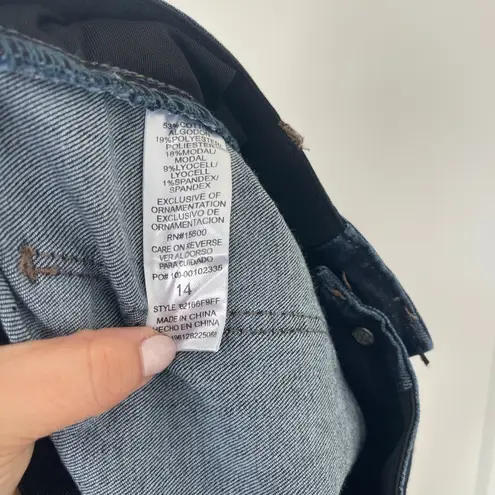 Democracy Womens Jeans Dark Blue Wash Distressed Frayed Hem Size 14