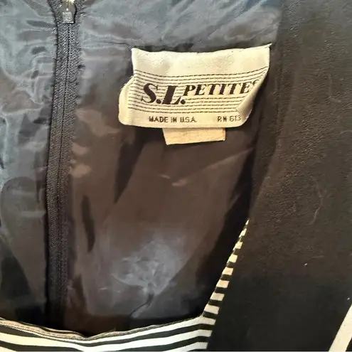 S. L. Petites Vintage 1980's Navy Blue Nautical Theme Shorts Romper Women’s 10 White