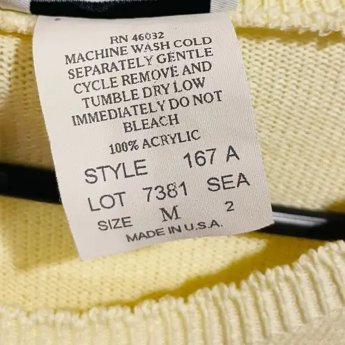 Nikki Vintage Yellow Embroidered Floral Cottagecore Grannycore Knit Sweater Top Size M