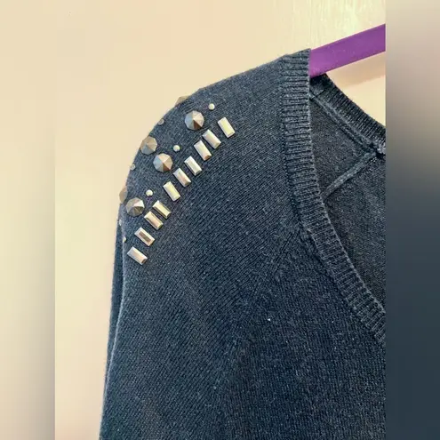 Rock & Republic  - Navy Studded Sweater with Crowns (VGUC) Medium