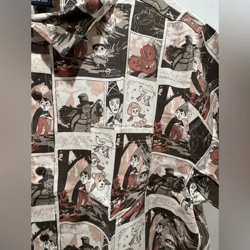 Her Universe Cartoon Network Over The Garden Wall Tonal Scenes Allover Print Woven Button-Up