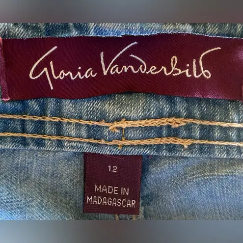 Gloria Vanderbilt denim blue peddle pushers cargo style snap pockets size 12