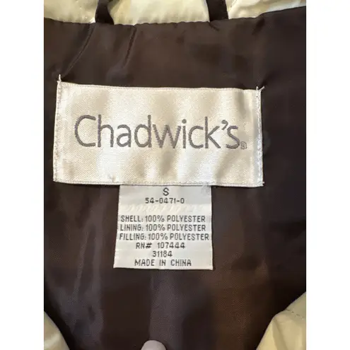 Chadwick's Quilted Jacket White Stand Collar Buckle Pocket Womens Size S