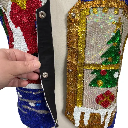 Savvy Vintage Handcrafted Sequin Christmas Vest Santa Angel Size Small
