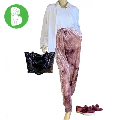 RAINBOW PINK & DARK PINK CRUSHED VELOUR JOGGER PANTS (1X)