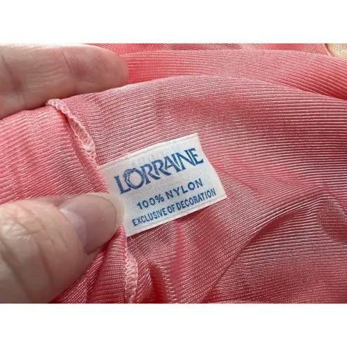 nightgown satin lace collar pink floral Size M