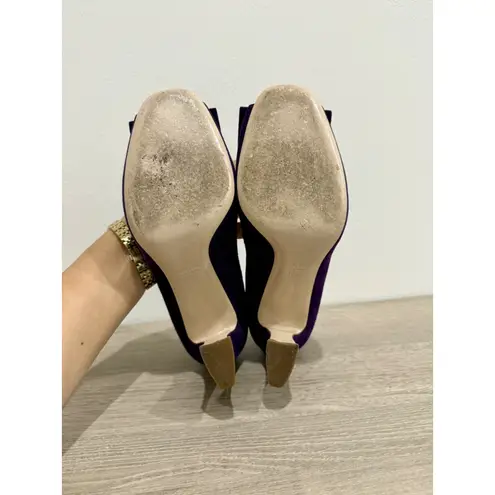 Miu Miu Suede Slip On Peep-Toe Pump Heels Purple Women's Size 39.5/ US 9.5