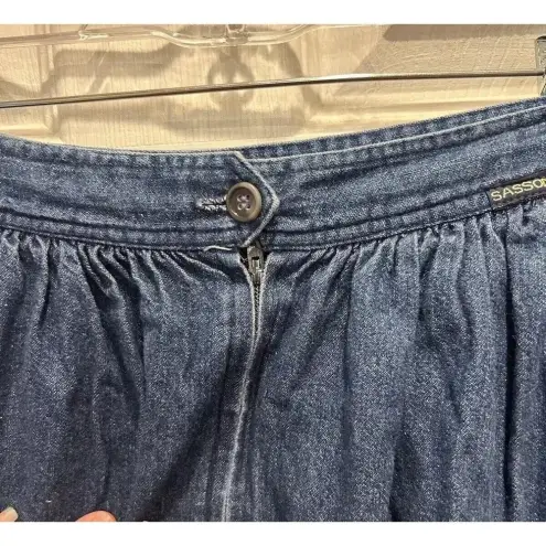 Vintage Sasson Denim Skirt‎ Women’s 26” Waist Midi Classic Blue Pockets Modest
