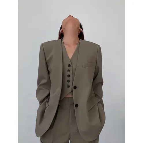Commense Women's Business Casual Blazer Two Button Long Sleeve Camel XL NWT Tan