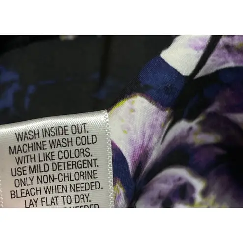 Simply Vera Multi Media Top Black Purple Floral Size L Large Ribbed Sleeve