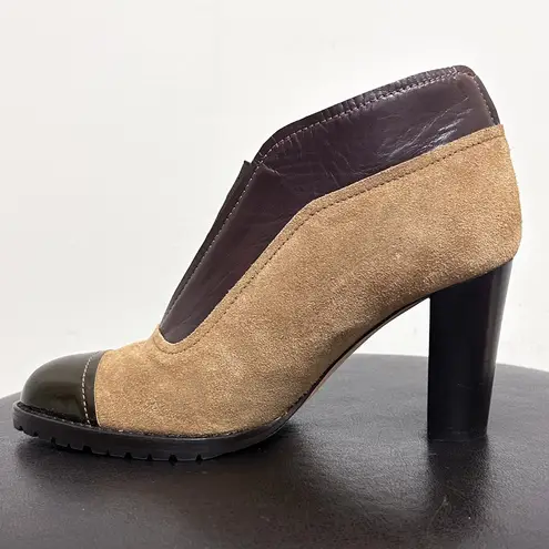 Dana Davis Tan Brown Suede Leather Ella Ankle Boot Pull On Heel 7.5 B *No Box*