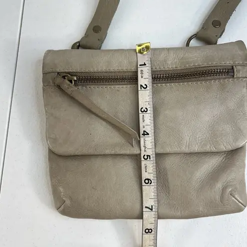 ALLSAINTS Spitalfields Hera Crossbody Bag Leather Distressed Gray Adjustable