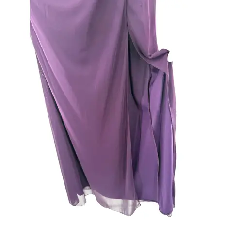 XScape Petite Purple One Shoulder Ruched Embellished Gown Formal Evening Dress 4