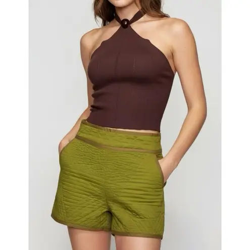 Sézane  Selin Quilted Shorts, Olive Green, FR36/US4