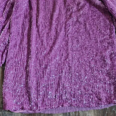Retrofete Grace Sequin Dress in Purple Size XS Long Sleeve Mini Key Hole