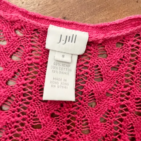 J. Jill Coral Pink Loose Knit Button Front Cardigan Sweater
