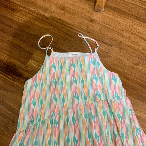 CARAMELA Irene Maxi Dress Summer Tiered Colorful Size Medium Sundress Flowy NWT