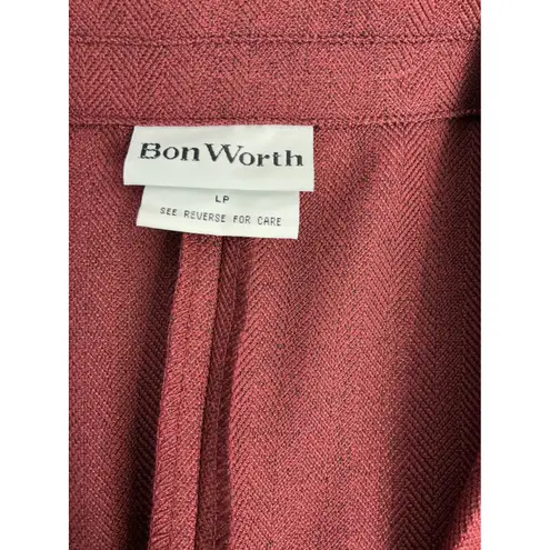 Bon Worth Women Blazer LP Burgundy Red Herringbone Career Business Casual Jacket Size undefined