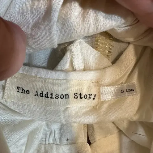 The Addison Story Anthro Cream & Gold Sleeveless Peplum Blouse Women Sz S