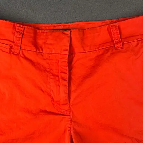 J Crew Womens 2 Bright Orange Flat Front Chino Cotton Shorts Pockets