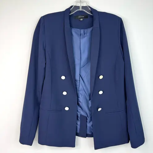 Miss Love Women’s Blue Double-Breasted Open Blazer Blue Size M