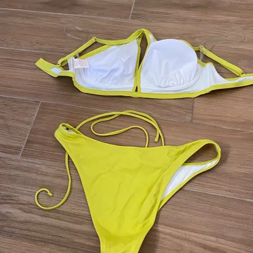 Shade & Shore  bikini: Medium bottoms and 34DD top in lime green