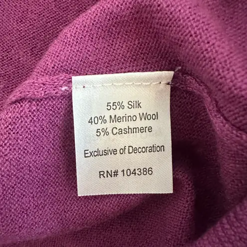 Garnet Hill Silk Merino Wool Cashmere Ruffle Cardigan Boho Women Medium Purple