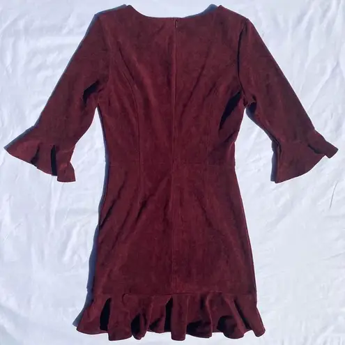 Aryeh Maroon Faux Suede Dress