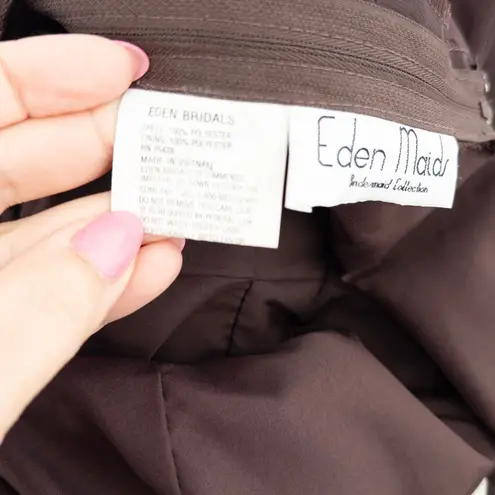 Y2K Womens Babydoll Dress Size 8 Brown Midi Formal 90s Whimsigoth Forest Fairy