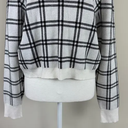 Abercrombie & Fitch Abercrombie &‎ Fitch Plaid Knit Pullover Turtleneck Sweater Black & White Sz XL - Image 4