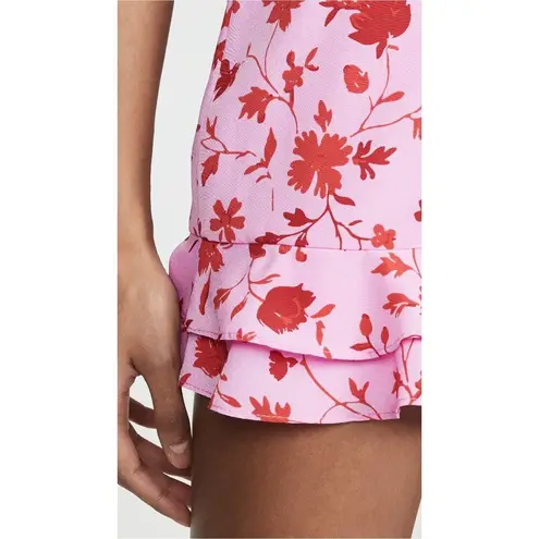 Likely Stevie Printed Flounce Floral High Rise Shorts Pink Red Women's Size 4