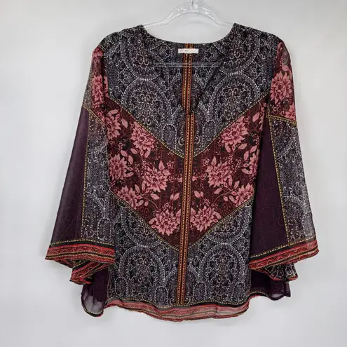 Vintage Y2K C est 1946 Boho Flowy Top Womens 2X Purple Pink Boho Romantic Fairy