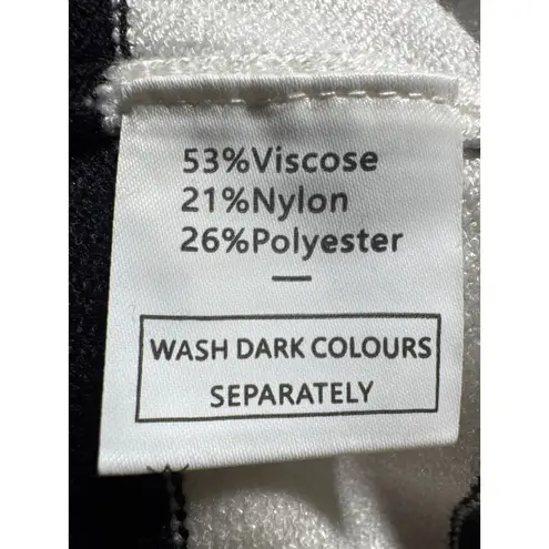 WIHOLL Striped Pullover Sweater Quarter Zip Tunic Top Black White Size S