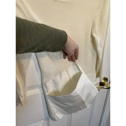 Anthropologie Moth Wool Blend 3/4 Sleeve Top Medium Lagenlook Peplum Cottagee White