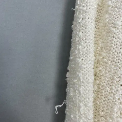 Vintage Cardigan Sweater Textured Knit Pearly Buttons Twee Light Academia Retro White Size L