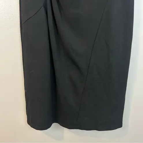 Milly Black Ruched Sleeveless Sheath Midi Dress Size Large