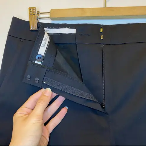 Max Mara Straight-Leg Tailored Business Casual Pants Lightweight Cotton Black 12