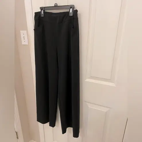 Piazza Sempione Straight Leg Wool Stretch Cropped Black Pants
