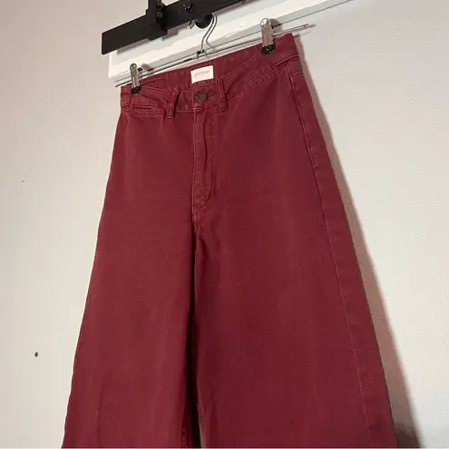 Gorman Wide Leg Pants Dark Red Burgundy High Rise Crop Ankle AU 6 US Size 2