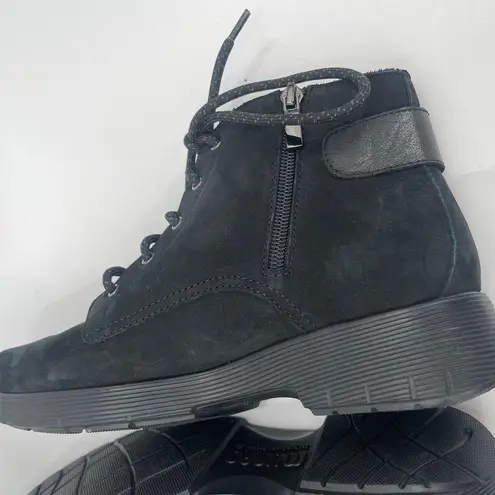 Munro Buckley Boots Size 7.5 Black Nubuck Leather Lace Up Zipper Buckle NWOT