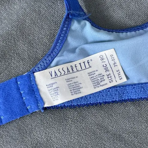 Vassarette Vintage  Bra Size 36C Y2K 90s 75-020 Blue Snake Print Unlined Nylon