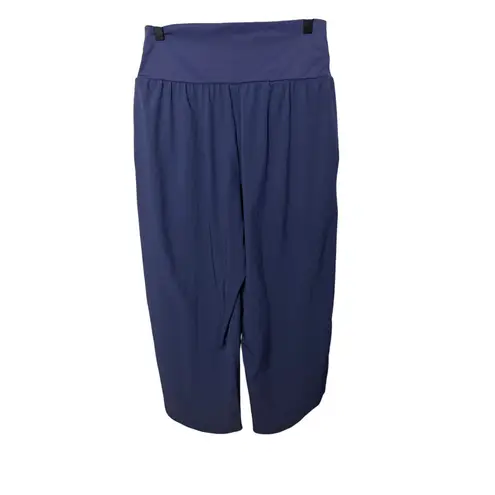 Halara Navy Blue Wide Leg Cropped Pants Size Medium High Waisted Tummy Control