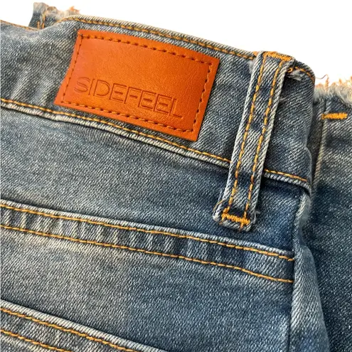 Sidefeel Women's Wide Leg Jeans High Waisted Strechy Raw Hem / NWOT