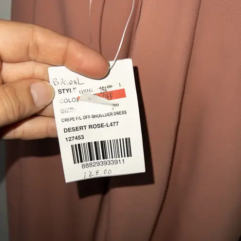 Dessy Collection New Desert Rose Off The Shoulder Criss Cross Trumpet Gown 8R